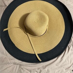 Elegant Black and Tan Wide Brim Hat